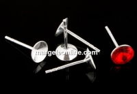 Earring findings, 925 silver, bar, rivoli 6mm - x1pair