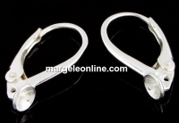 Earring findings, click, tray 4mm and pin, 925 silver - x1pair