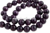 Cat eye beads, round, purple, 10mm