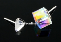 Earring findings, 925 silver, cube 8mm - x1pair