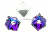 Swarovski, cube cabochon, heliotrope, 6mm - x1