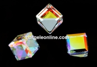 Swarovski, cube cabochon, aurora borealis CAL, 8mm - x1