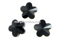 Swarovski, flower bead, jet, 6mm - x4