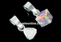 Pendant base, 925 silver, cube 6mm - x1