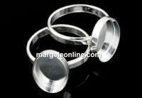 Ring base, 925 silver, oval cabochon, 14x10mm, inside 17.2mm- x1