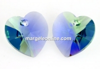 Swarovski, heart pendant, provence lavender-chrysolite, 10mm - x2