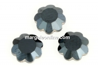 Swarovski, flower cabochon hotfix, jet hematite, 7mm - x2