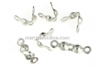 Knot cup clasp,  rhodium-plated 925 silver, 13x3mm - x2