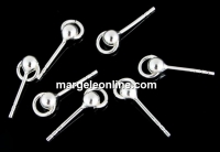 Earring findings, ball 4mm, 925 silver, 15.5mm - x1pair