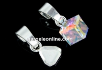 Pendant base, 925 silver, cube 8mm - x1