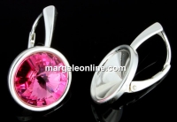 Earring base, 925 silver, rivoli 12mm - x1pair.