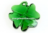 Swarovski, clover pendant, dark moss green, 19mm - x1