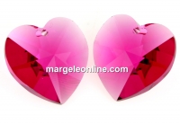 Swarovski, heart pendant, fuchsia, 18mm - x1