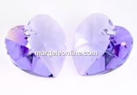 Swarovski, heart pendant, violet, 18mm - x1