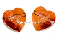 Swarovski, heart bead, crystal copper, 10mm - x2