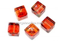 Swarovski, cube bead, red magma, 8mm - x1