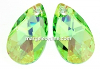 Swarovski, drop pendant, peridot aurora borealis, 16mm - x1