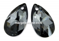 Swarovski, drop pendant, crystal silver night, 16mm - x1