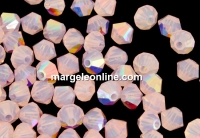 Swarovski, bicone bead, rose water opal AB, 4mm - x20