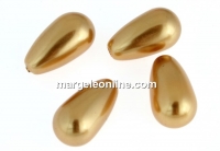 Swarovski drop pearls, bright gold, 15x8mm - x2