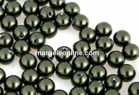 Swarovski one hole pearls, dark green, 5mm - x4