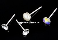 Earring base, cup 4mm , 925 silver - x1 pair