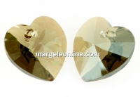 Swarovski, heart pendant, bl. diamond-gold shadow, 14mm - x2