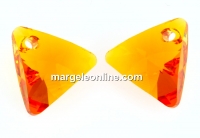 Swarovski, triangle pendant, tangerine, 12mm - x1