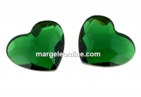 Swarovski, heart cabochon, dark moss green, 10mm - x1