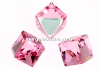 Swarovski, cube cabochon, light rose comet argent, 8mm - x1