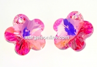 Swarovski, flower pendant, light rose AB, 14mm - x1