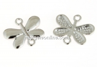 Link, butterfly, rhodium-plated 925 silver, 11x9mm - x1