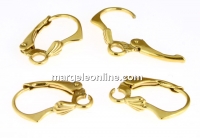 Earring findings, gold-plated 925 silver, click, system, 15mm- x1pair