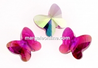 Swarovski, butterfly bead, fuchsia AB, 8mm - x2