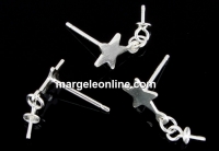 Earring base, star, cup 3mm, 925 silver - x1pair