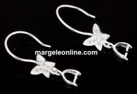 Earring base, butterfly, 925 silver - x1pair