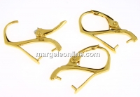 Earring findings, gold-plated 925 silver, for 8mm beads - x1pair