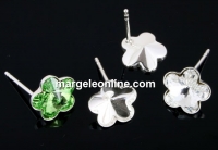 Earring findings, 925 silver, rivoli flower 10mm - x1pair