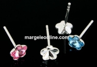 Earring findings, 925 silver, rivoli flower 6mm - x1pair