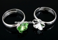 Ring base, adjustable, 925 silver, rivoli flower 10mm - x1