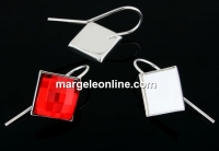 Earring findings, 925 silver, square cabochon 10mm - x1pair