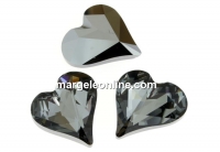 Swarovski, heart fancy, silver night, 13x12mm - x1