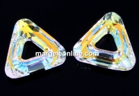 Swarovski, triangle pendant, aurora borealis, 14mm - x1