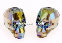 Swarovski, skull bead, iridescent green, 15x13mm - x1