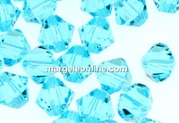 Swarovski, bicone bead, light turquoise, 6mm - x10