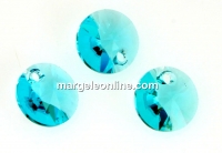 Swarovski, rivoli pendant, light turquoise, 8mm - x4