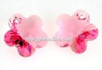 Swarovski, flower pendant, light rose, 14mm - x1