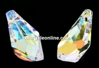 Swarovski, polygon drop pendant, aurora borealis, 17mm - x1