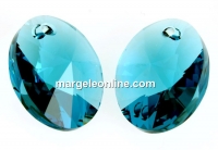 Swarovski, oval pendant, indicolite, 18mm - x1