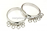 Ring base, rhodium-plated 925 silver, tray 8 loops - x1